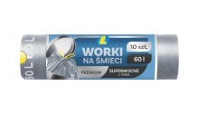 Worki na śmieci premium z taśmą 60 l